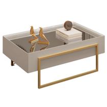 Mesa Centro Espelhada 92 cm Pes Metal Kika DJ MOVEIS