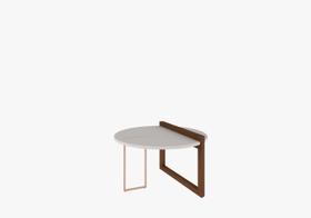 Mesa Centro ø60cm Linnea Amendoa/Off White Brilho/Cobre Rudnick Mesa Centro ø60cm Linnea Amendoa/Off White Brilho/Cobre Rudnick