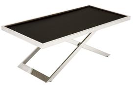 Mesa Centro Oliver Cromada Tampo Couro Prensado - 17450