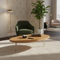 Mesa Centro Orgânica Madeira Sala Estar Decoração Moderno