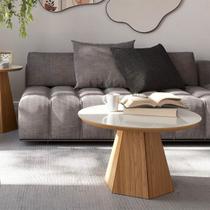 Mesa Centro para Sala de Estar com Base Hexagonal 100% MDF Freijó Off White Dalla Costa Mesa Centro para Sala de Estar com Base Hexagonal 100% MDF Freijó Off White Dalla Costa