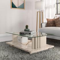 Mesa Centro para Sala de Estar Retangular Frizz Branco Calacata/Off White