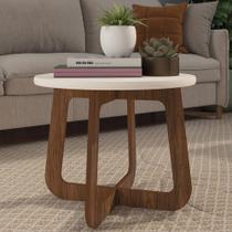 Mesa Centro Redonda 65cm Para Sala MDF Rexxar Cedro/Off A09 - Mpozenato