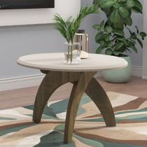 Mesa Centro Redonda 70cm Para Sala MDF Leeroy Off/Pinho A09 - Mpozenato