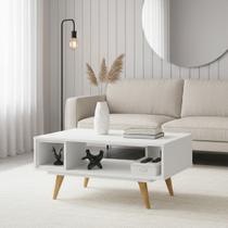 Mesa Centro Retro 45 2 Nichos Branco - Olivar Móveis Mesa Centro Retro 45 2 Nichos Branco - Olivar Móveis