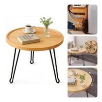 Mesa Centro Sala Mesinha Centro Madeira Bambu Dobrável 42cm