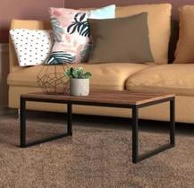 Mesa Centro Sala pés de ferro industrial 80x40 Tampo MDF Amadeirado Carmin Mesa Centro Sala pés de ferro industrial 80x40 Tampo MDF Amadeirado Carmin
