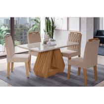 Mesa Cimol Agata 130cm + 4 Cads Paola Nature/OW/Nude