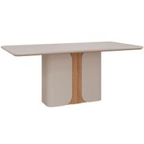 Mesa Cimol Charlotte MDF c/ Vidro 180 Off White/Nature