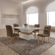 Mesa Clarice 120 Tampo Mdf Vidro/canto Reto 4 Cadeiras Valentina