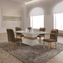 Mesa Clarice 120 Tampo Mdf Vidro/canto Reto 4 Cadeiras Valentina Mesa Clarice 120 Tampo Mdf Vidro/canto Reto 4 Cadeiras Valentina