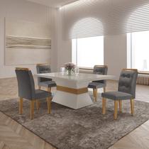 Mesa Clarice 120 Tp Mdf Vidro/canto Reto 4 Cad Valentina