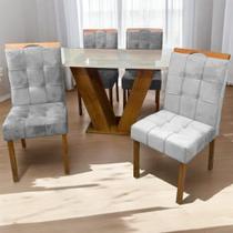 Mesa classic 120 cinamomo off white com 4 cadeiras sophia cel móveis + wm decor