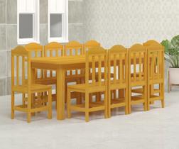 Mesa com 10 Cadeiras 200x88 Madeira Maciça Safira Cerejeira - Nemargi