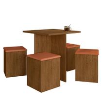 Mesa Com 4 Banquetas Calgary Freijó/Suede Terracota - Móveis Arapongas