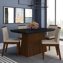 Mesa Com 4 Cadeiras 1,20 Mônaco Imbuia/preto/bege - M. Arapongas