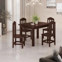 Mesa Com 4 Cadeiras 120x88 Em Madeira Safira Castanho Nemargi