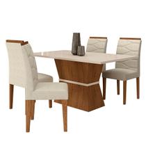 Mesa Com 4 Cadeiras 1,36 Antália Freijó/off Premium/suede Bege - M.a