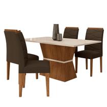 Mesa Com 4 Cadeiras 1,36 Antália Freijó/off Premium/suede Marrom - M.a - A Móveis Arapongas