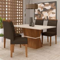 Mesa Com 4 Cadeiras 1,36 Antália Freijó/off Premium/suede Marrom - M.a