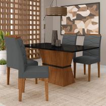 Mesa Com 4 Cadeiras 1,36 Antália Freijó/preto/suede Cinza - M.a