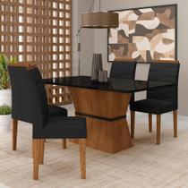 Mesa Com 4 Cadeiras 1,36 Antália Freijó/preto/suede Preto - M.a