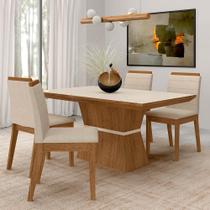 Mesa Com 4 Cadeiras 1,36 Nantes Freijó/off Premium/bege - M A