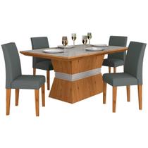 Mesa Com 4 Cadeiras 1,36 Versalhes Cin/off/cinza - Móveis Arapongas