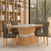 Mesa Com 4 Cadeiras 1,36 Versalhes Cin/off Whit/cap - Móveis Arapongas Mesa Com 4 Cadeiras 1,36 Versalhes Cin/off Whit/cap - Móveis Arapongas