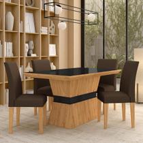 Mesa Com 4 Cadeiras 1,36 Versalhes Cin/preto/marrom - Móveis Arapongas Mesa Com 4 Cadeiras 1,36 Versalhes Cin/preto/marrom - Móveis Arapongas