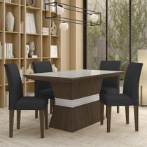 Mesa Com 4 Cadeiras 1,36 Versalhes Imb/off Whit/pre - Móveis Arapongas