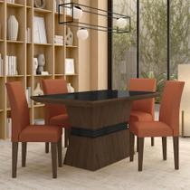 Mesa Com 4 Cadeiras 1,36 Versalhes Imb/pre/terracot - Móveis Arapongas