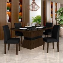 Mesa Com 4 Cadeiras 1,36 Versalhes Imb/preto/preto - Móveis Arapongas