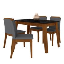 Mesa Com 4 Cadeiras Argélia Freijó/preto/cinza - M.a Mesa Com 4 Cadeiras Argélia Freijó/preto/cinza - M.a