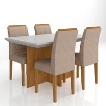 Mesa Com 4 Cadeiras Duda 1,36 Cin/off White/bege - Móveis Arapongas - MOVEIS ARAPONGAS