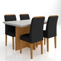 Mesa Com 4 Cadeiras Duda 1,36 Cin/off White/preto - Móveis Arapongas