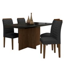 Mesa Com 4 Cadeiras Duda 1,36 Imbuia/preto/preto - Móveis Arapongas