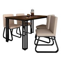 Mesa Com 4 Cadeiras Industrial 1,36 Deli Pt/imb/beg - Móveis Arapongas