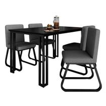 Mesa Com 4 Cadeiras Industrial 1,36 Deli Pt/pt/cinz - Móveis Arapongas