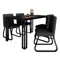 Mesa Com 4 Cadeiras Industrial 1,36 Deli Pt/pt/graf - Móveis Arapongas Mesa Com 4 Cadeiras Industrial 1,36 Deli Pt/pt/graf - Móveis Arapongas