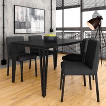 Mesa Com 4 Cadeiras Industrial 1,36 Denver Pt/pt/gr - Móveis Arapongas