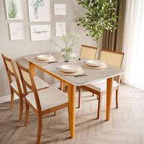 Mesa com 4 Cadeiras Madeira Maciça Tampo Mdf e Vidro 160cm Tangará Tiê Cabecasa Madeiraoriginals