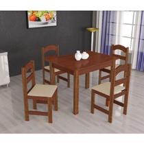Mesa com 4 Cadeiras madeira - Praiana Arauna amendoa