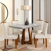 Mesa Com 4 Cadeiras Monterey 1,20 Cin/off/bege - Móveis Arapongas