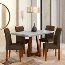 Mesa Com 4 Cadeiras Monterey 1,20 Cin/off/marrom - Móveis Arapongas Mesa Com 4 Cadeiras Monterey 1,20 Cin/off/marrom - Móveis Arapongas