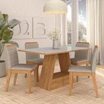 Mesa Com 4 Cadeiras Nápoles 1,36 Cinamomo/off/bege - Móveis Arapongas