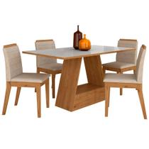 Mesa Com 4 Cadeiras Nápoles 1,36 Cinamomo/off/bege - Móveis Arapongas - A Móveis Arapongas