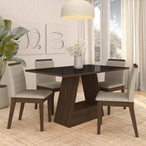 Mesa Com 4 Cadeiras Nápoles 1,36 Imbuia/preto/bege - Móveis Arapongas - A Móveis Arapongas