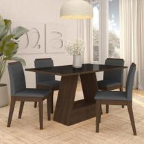 Mesa Com 4 Cadeiras Nápoles 1,36 Imbuia/preto/cinza - Móveis Arapongas