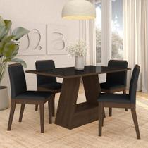 Mesa Com 4 Cadeiras Nápoles 1,36 Imbuia/preto/preto - Móveis Arapongas